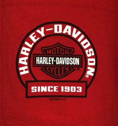 T-Shirt Harley Davidson mit Harley Davidson Logo auf der Tasche extra groß - Bild 1 von 6
