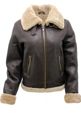Women's Brown B3 Ww2 Ginger Real Thick Sheepskin Leather Flying Jacket