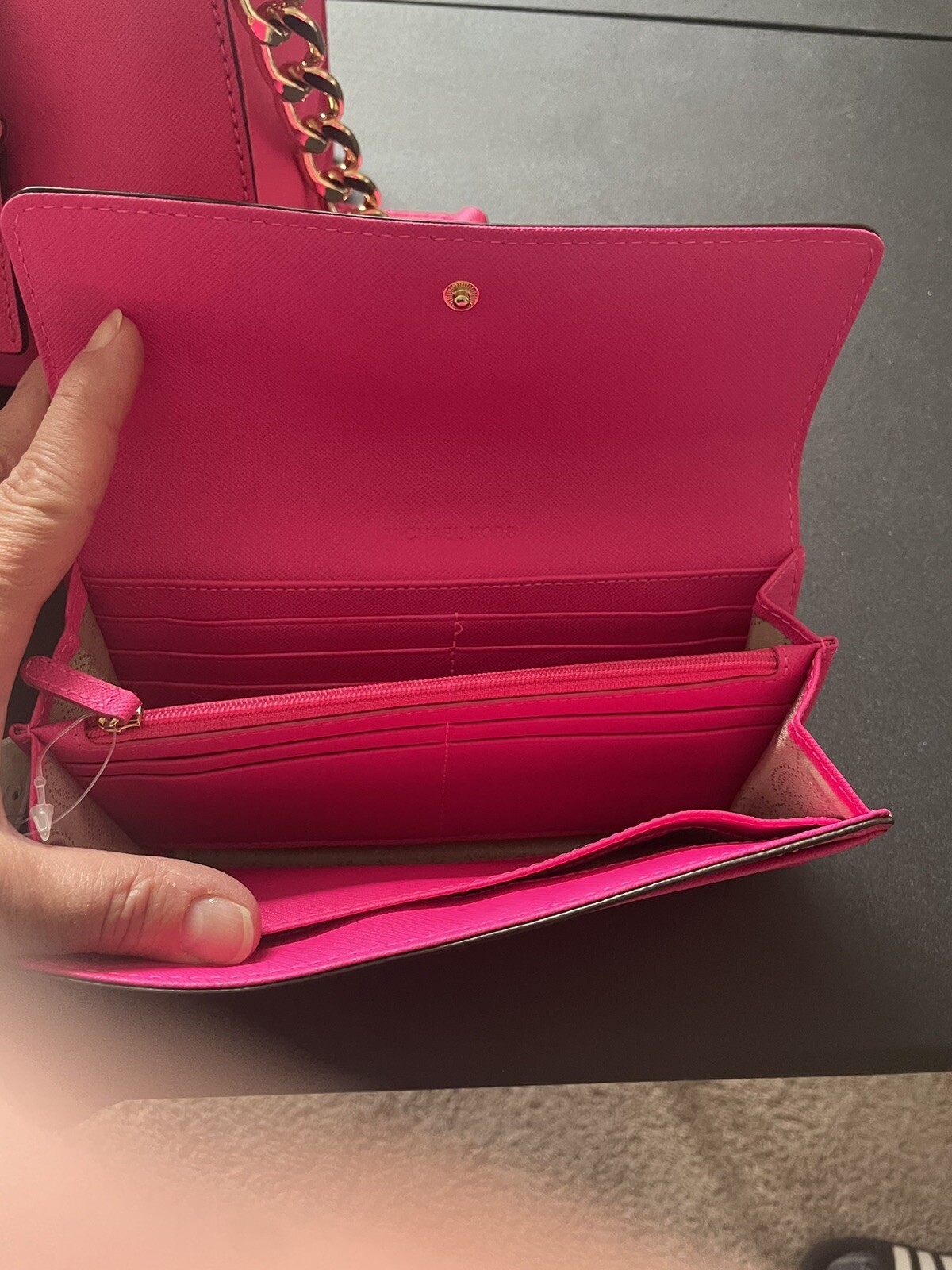 Brand New Rare Michael Kors Neon Pink Hamilton Bag And Matching Wallet image 6