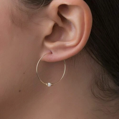 Aro de ópalo Pendientes de Moda enchapado en oro Amarillo