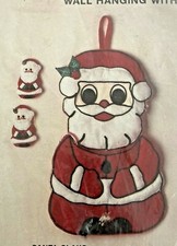 Vintage Santa Claus Wall Hanging  2 Ornaments Felt Bead Sequin Kit NEW
