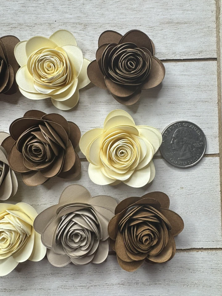 12 flores de papel enrolladas - flores de 1,5 pulgadas enrolladas a mano Foto 2 de 2