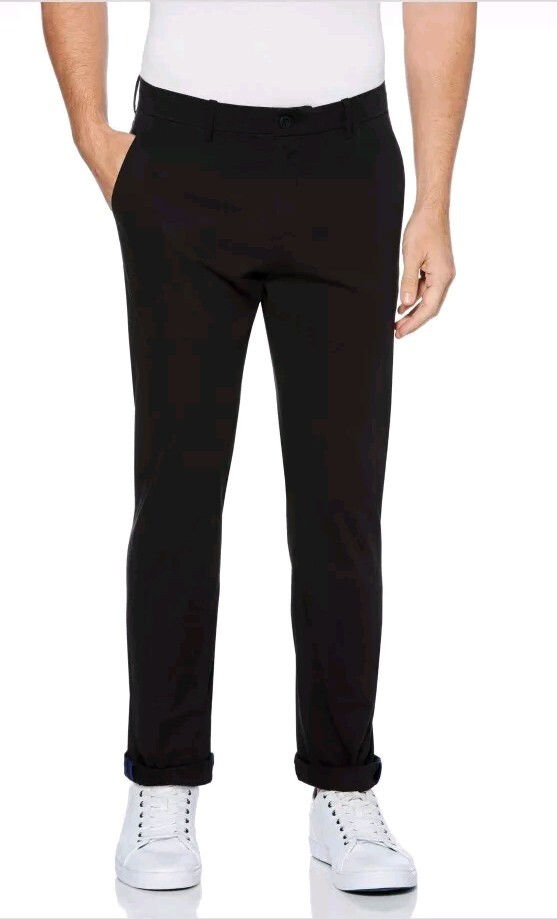 Perry Ellis Slim Fit Stretch Wrinkle Free Soft Chino Size 38 X 32 Black
