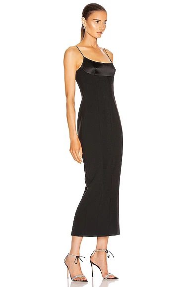 ALEXANDER WANG черный атласный лиф 90-х взлетно-посадочная полоса минималистский смокинг чашка платье 2 = XS - Изображение 4 из 4