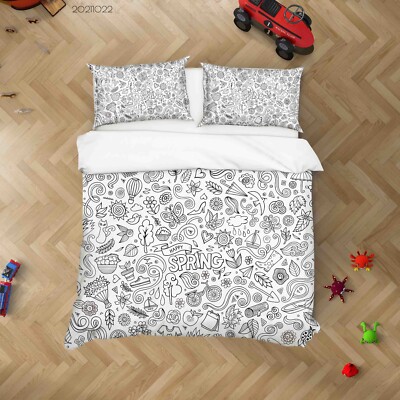 3D Graffiti Muster Handgezeichnet Quilt Cover Set Bettwäsche Sets Kissenbezüge