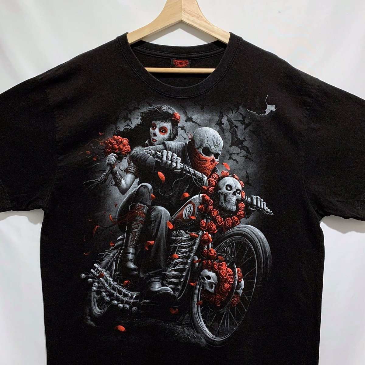 Skull Biker Motorcycle Spiral Direct T Shirt Size XL Black | eBay