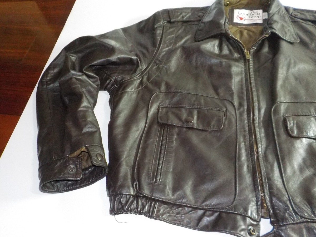 Leather Bomber Jacket VINTAGE Sears Leather Shop Quilted Lined