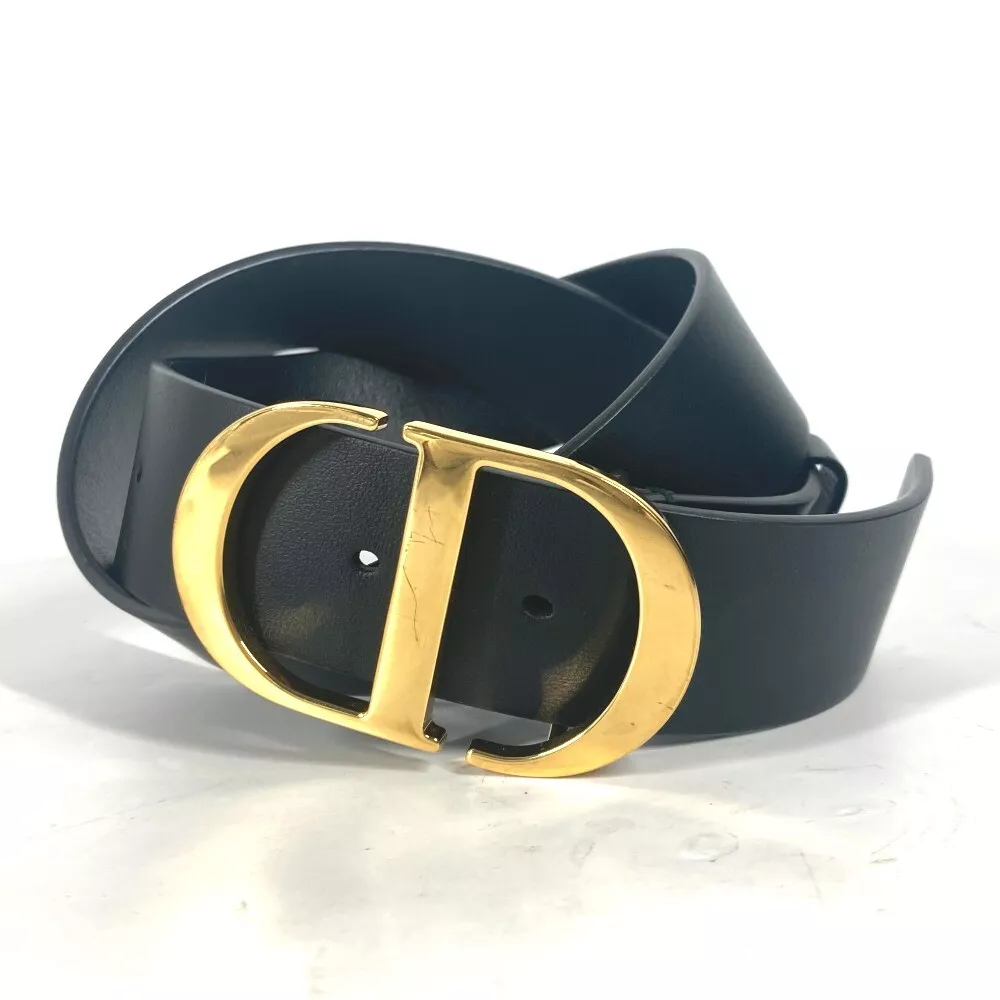 Dior Boucle CD Logo Accessoires Ceinture Cuir Noir/Or