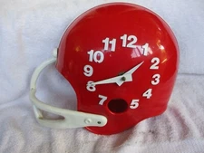 Vintage SPARTUS Red & White Football Helmet ~Plastic Electric Wall Clock ~WORKS!