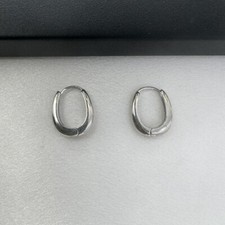 Small Oval Silver Hoop Earrings for Women
