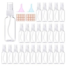 24 Pcs 2oz Clear Empty Spray Bottles Refillable Container for Essential Oils
