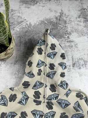 VINTAGE BBC BILLIONAIRE BOYS CLUB MONOGRAM FULL ZIP DOLLAR DIAMOND