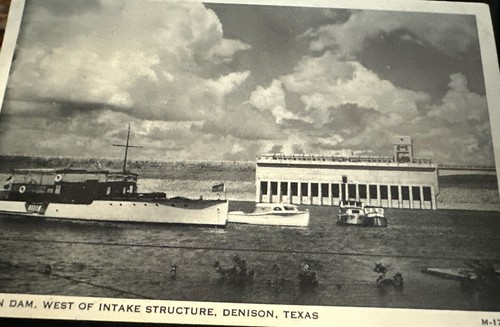 Vintage Denison TX Texas West Intake Boats Denison Dam RPPC Postcard - Picture 2 of 6