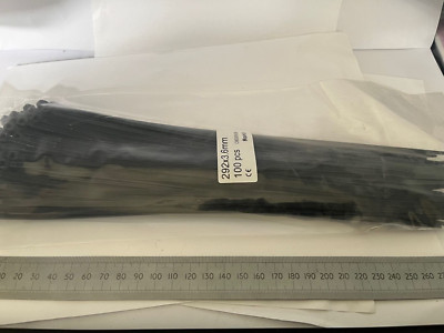 292*3,6 mm SCHWARZ KABELBINDER NYLON KUNSTSTOFF STARK STRAPAZIERFÄHIG REISSVERSCHLUSS BINDER 100 Stück