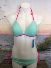 NWT Cupshe Women's Two Piece Swimsuit Aqua Pink Size Small Padded