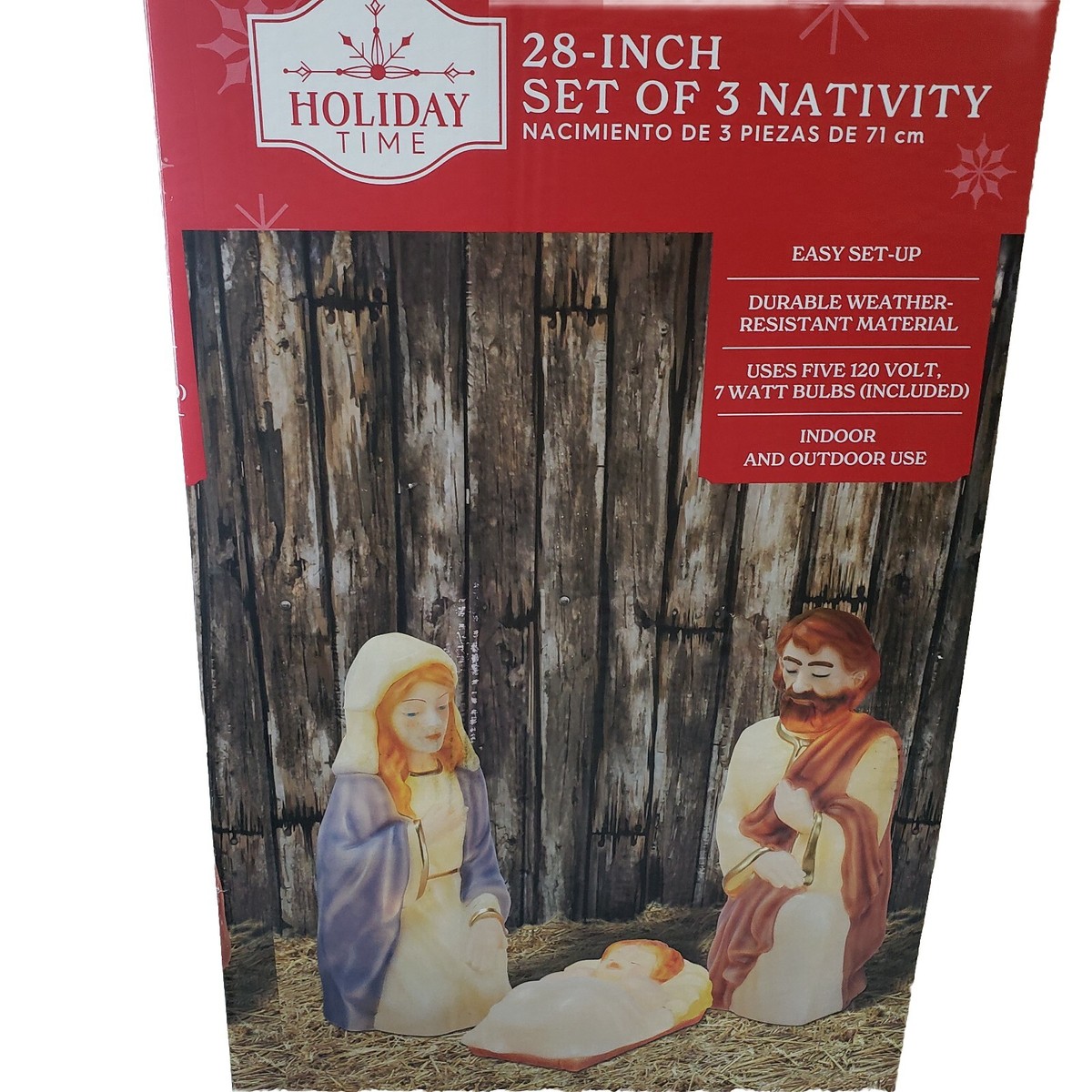 Nativity Holiday Time 3 Piece Blow Mold Lighted 28