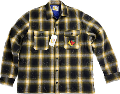 Sky High Farm Workwear Embroidered Woven Flannel Over Shirt XL Brand New France