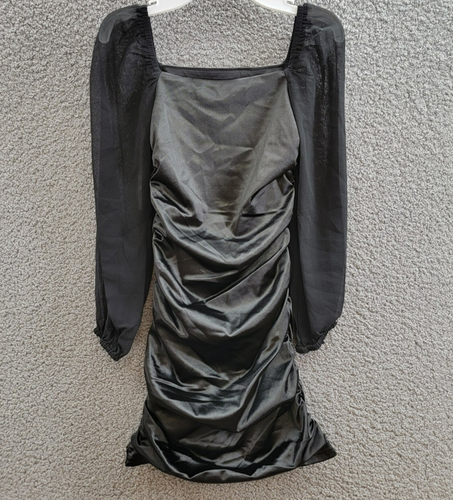With Jules Long-Sleeve Ruched Dress Big Girls L Black Straight Neck Pullover - Picture 2 of 16