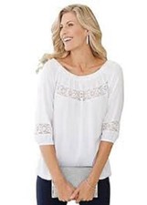 Carmen Style Lace Trim Blouse Size 16 