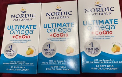 3 Bottles Of Nordic Naturals Ultimate Omega + CoQ10 180 Total Soft Gels