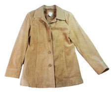Cherokee Ladies Medium Genuine Suede Leather Button Up Coat