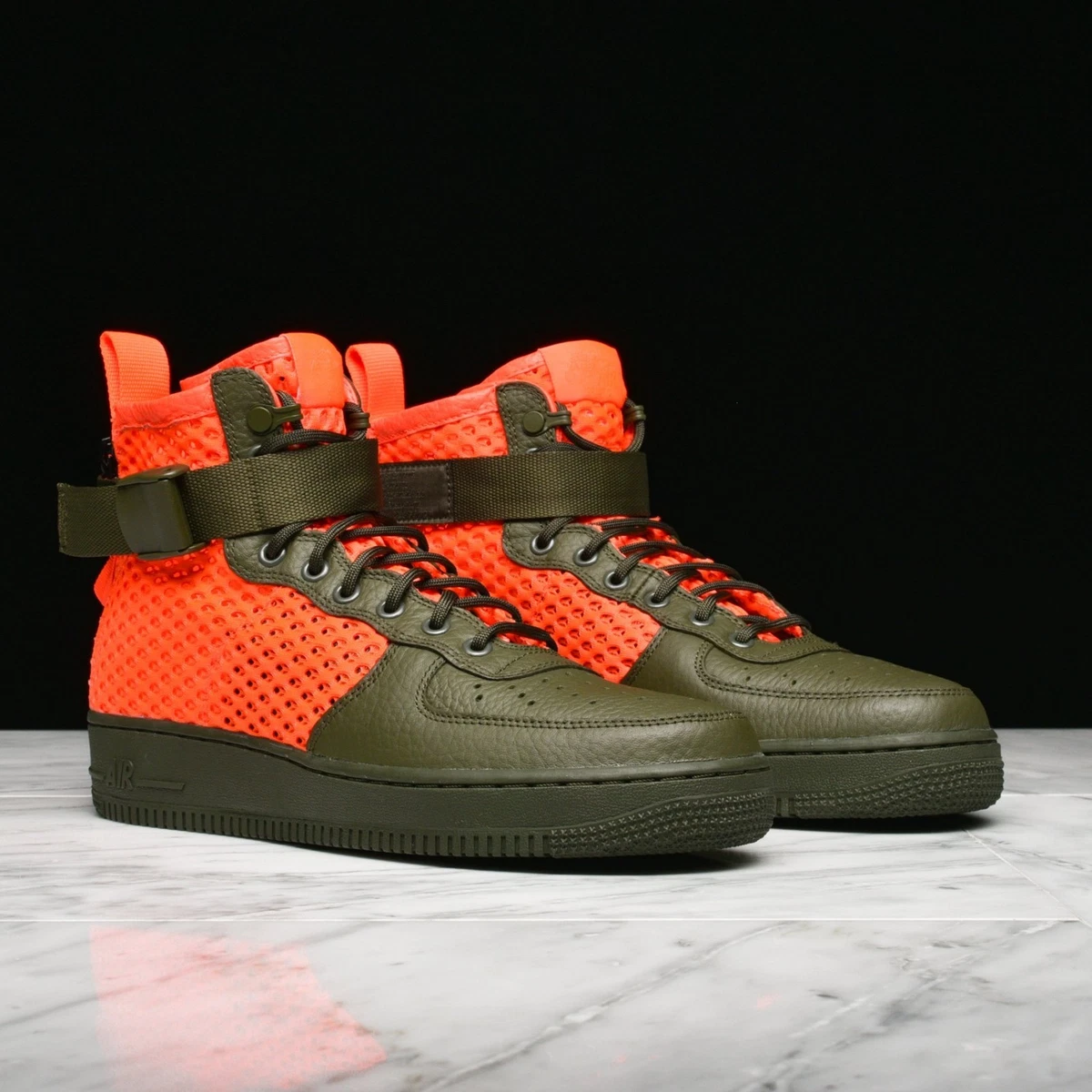Sf air force 1 top mid qs - black/cargo khaki