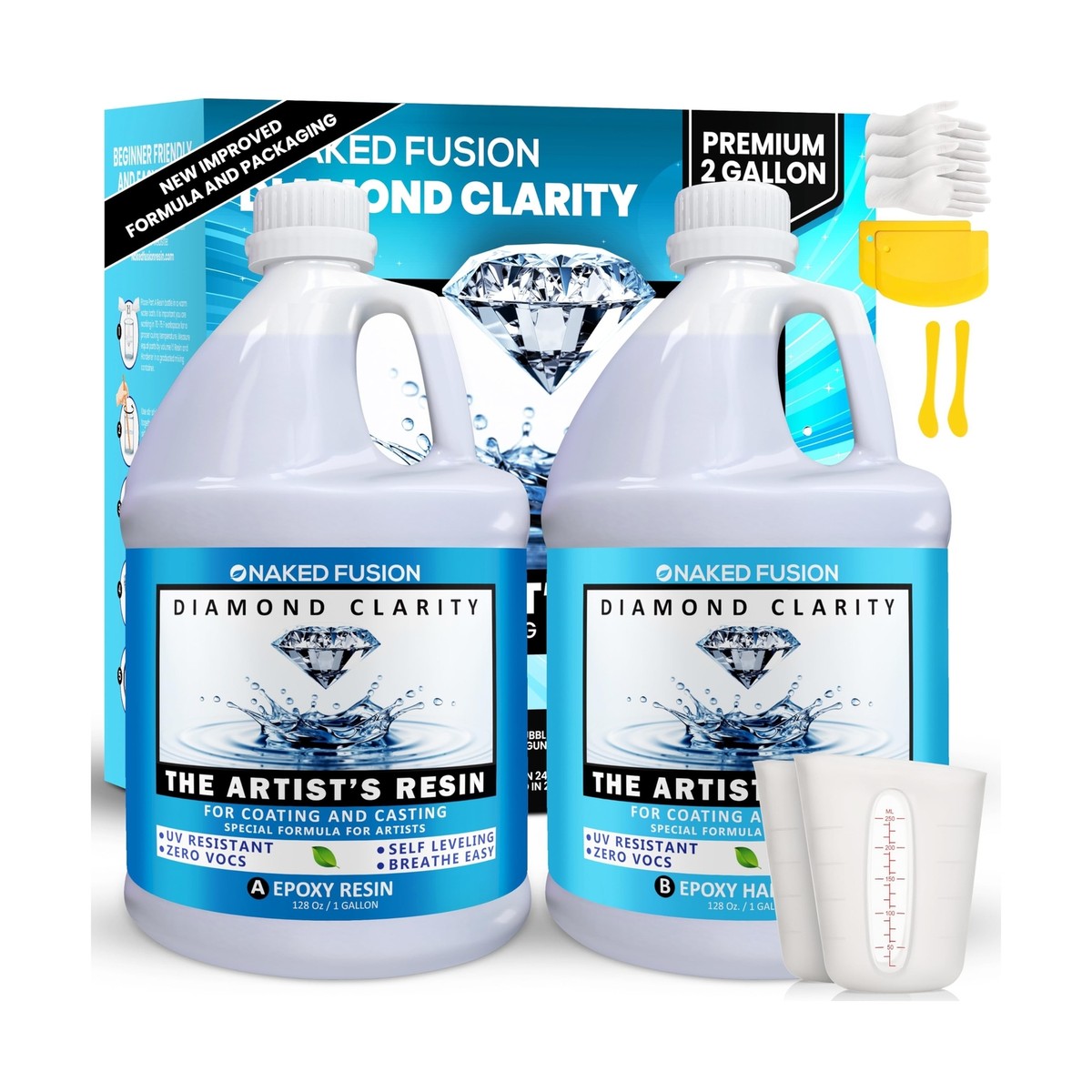 NAKED FUSION Epoxy Resin Art Resin Crystal Clear Formula -2 Gallon