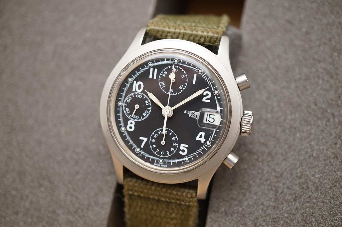 エクサルト　EXALT 手巻きクロノグラフ　776.101 Vintage Exalt 776.101 ETA 7760 Black Dial Swiss Automatic