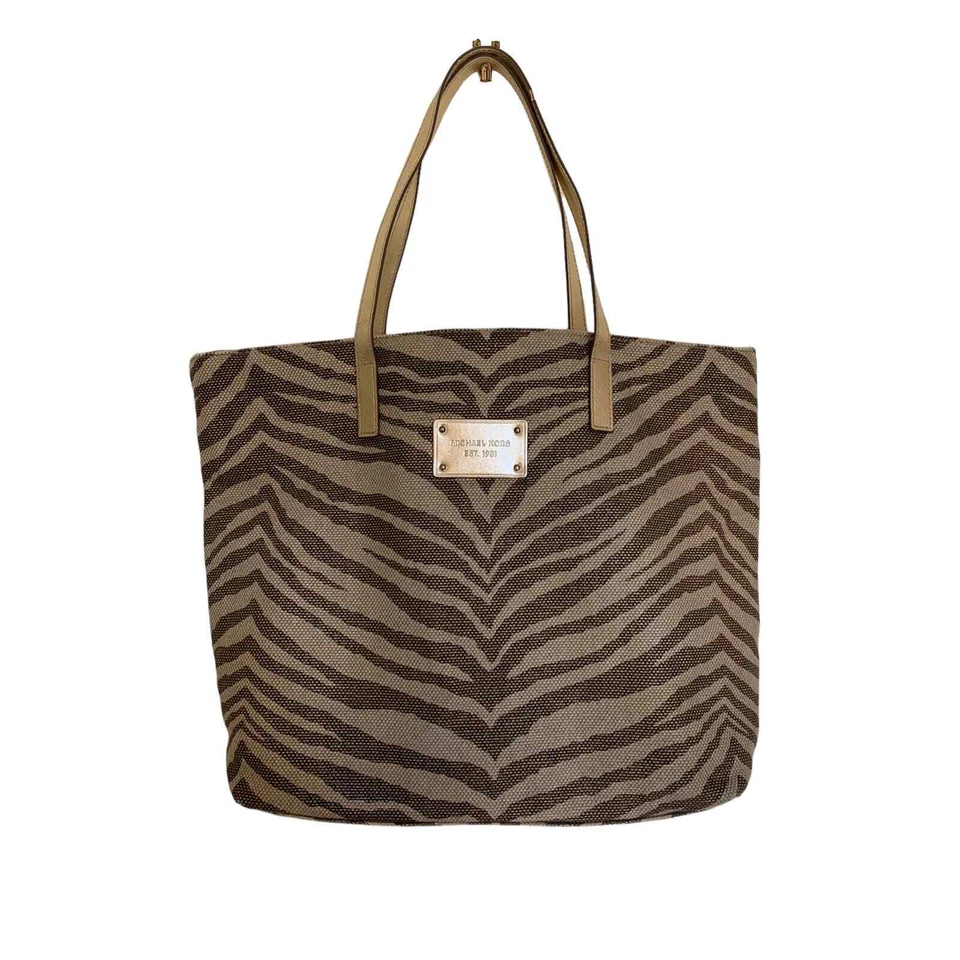 Michael Kors - Purse Gold Beige and Brown Zebra Print - Shoulder Tote Bag
