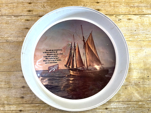 SCHLITZ BEER PLASTIC SERVING TRAY 13” SAIL BOAT MILWAUKEE FAMOUS ⭐️LOF OF 3⭐️ - Picture 3 of 12