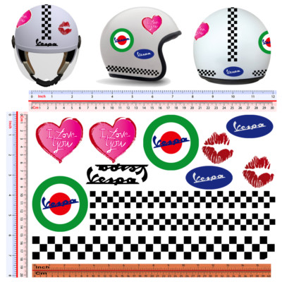 Vespa love you adesivi casco sticker helmet vespa italian flag pvc
