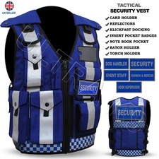 SECURITY VEST TACTICAL VEST DOG HANDLER ENFORCEMENT CCTV VEST REFLECTOR TAC BLUE