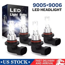 9006 9005 LED Headlight KIT Combo Bulbs 10000K High Low Beam Super Bright White