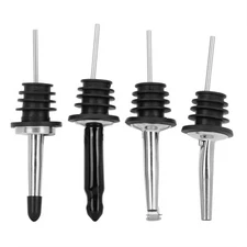 4 PCS Stainless Steel Oil Dispenser Stopper Liquor Pour Spout Wine Stoppers