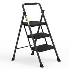 3 Step Ladder, Folding Step Stool with Wide Anti-Slip Pedal