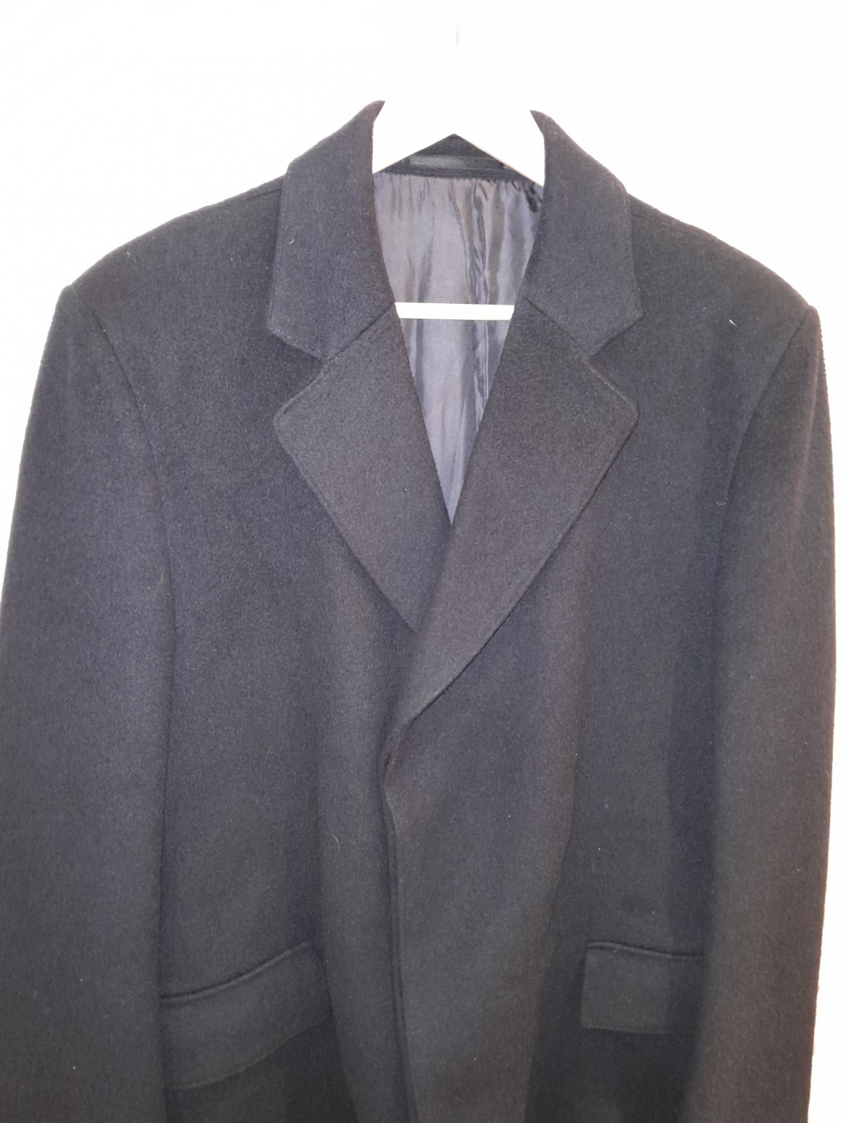 Men's Vintage Very Dark Blue Wool Blend Coat By BHS Size 42" Chest image 2