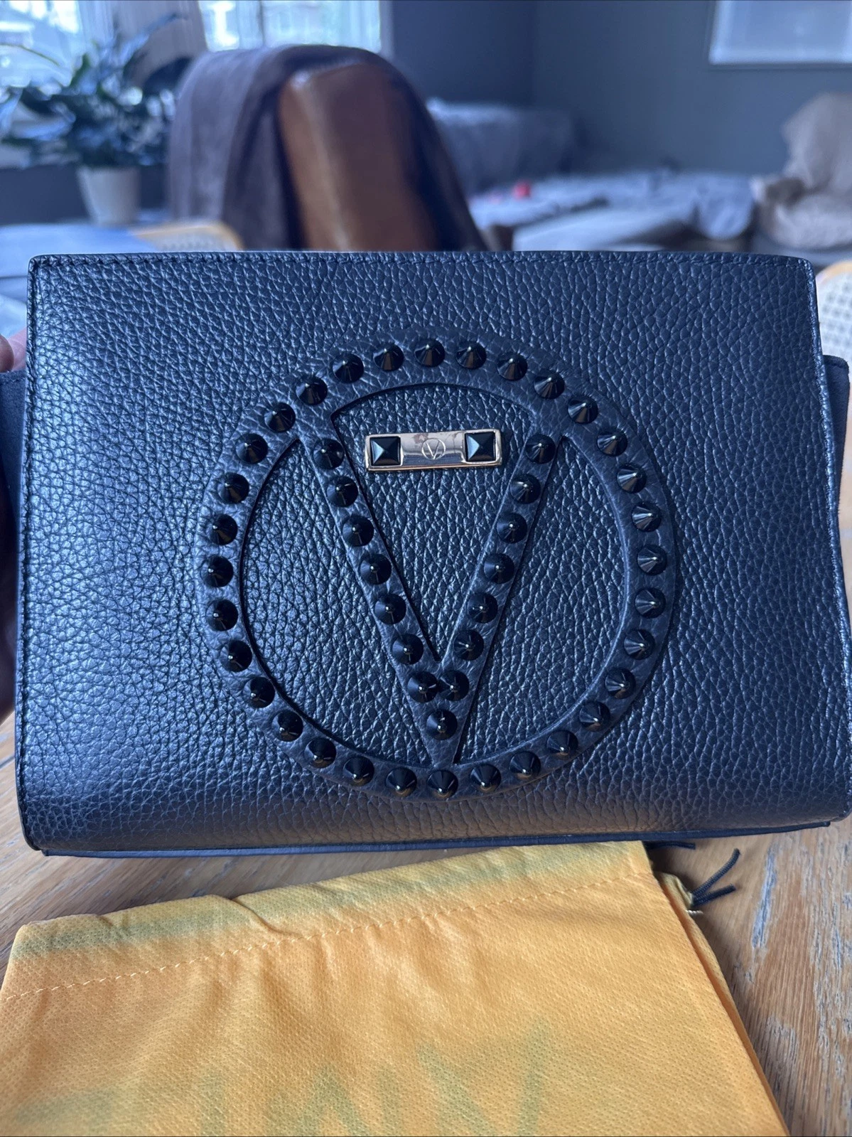 Valentino — Valentino by Mario Valentino BLACK Kiki Rock Leather Crossbody Bag NWT