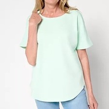Belle Beach by Kim Gravel Womens XL Seafoam Seaside Sweats Slouchy Top A691551