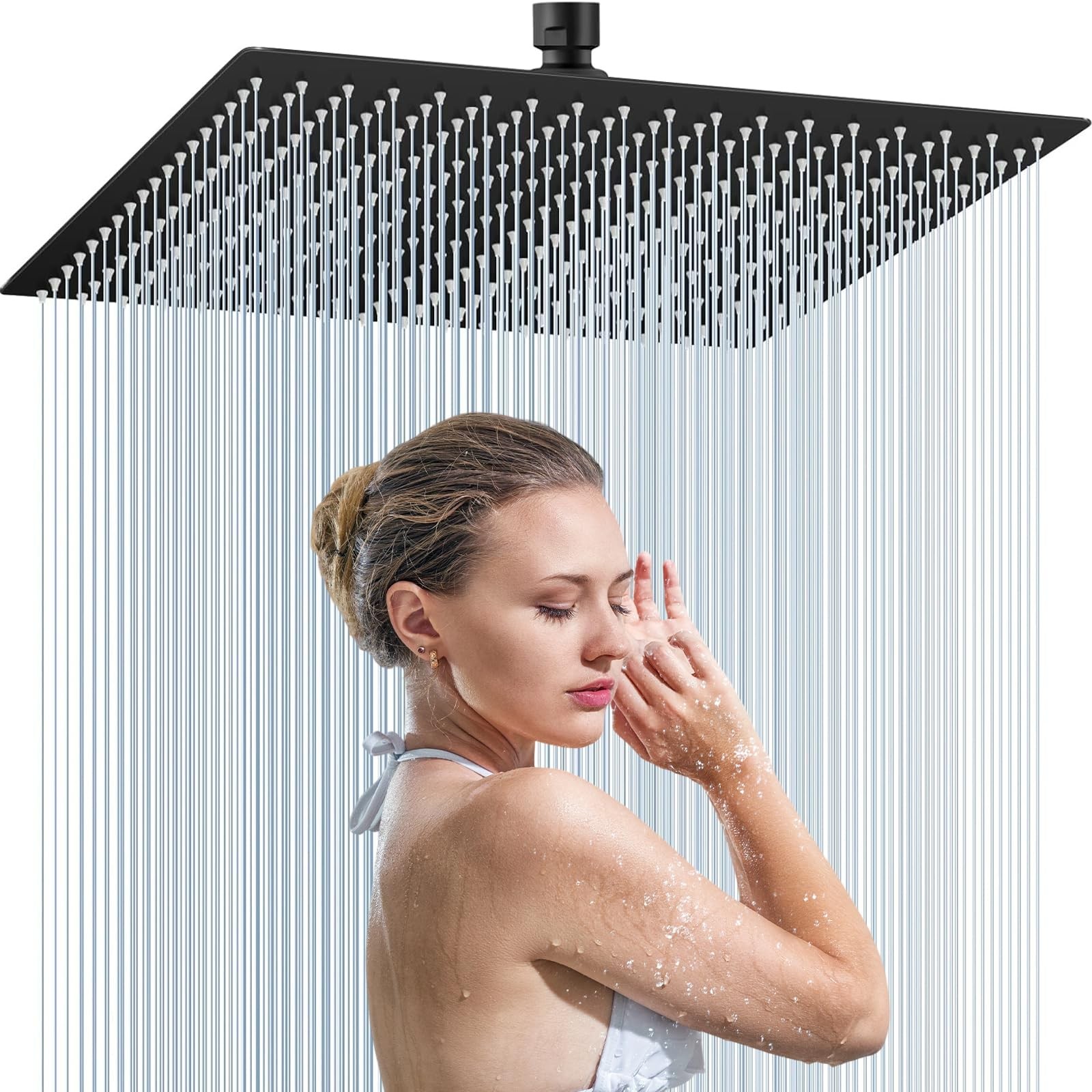 Douche de tête carrée 30 x 30 cm anti-calcaire en inox pour remplacer votre vieux pommeau