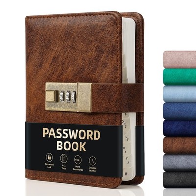Wemate Password Book With Lock, Password Book With Alphabetical Tabs