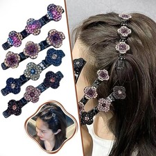 Sparkling Crystal Stone Braided Hair Clips Satin Fabric Hair Bands TL