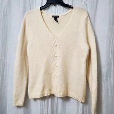 Alexandra Bartlett  Angora Rabbit  Hair Lambs Wool  Sweater White XL Soft 