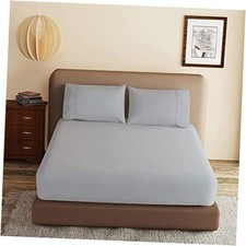 100 Egyptian Cotton Fitted Sheet Size 600 Thread Count, 8-16" Deep Twin Gray