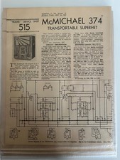 WIRELESS & ELECTRICAL TRADER MCMICHAEL 374 SUPERHET SERVICE SHEET 1941