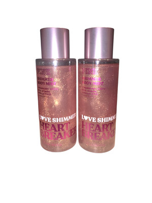Victoria's Secret Pink Love Shimmer Heart Breaker Body Mist Spray Duo Set New