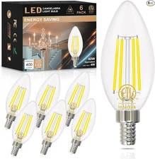 E12 LED Bulb 5000K Bright Daylight, 40W Equivalent Type B Bulbs with Small Ca
