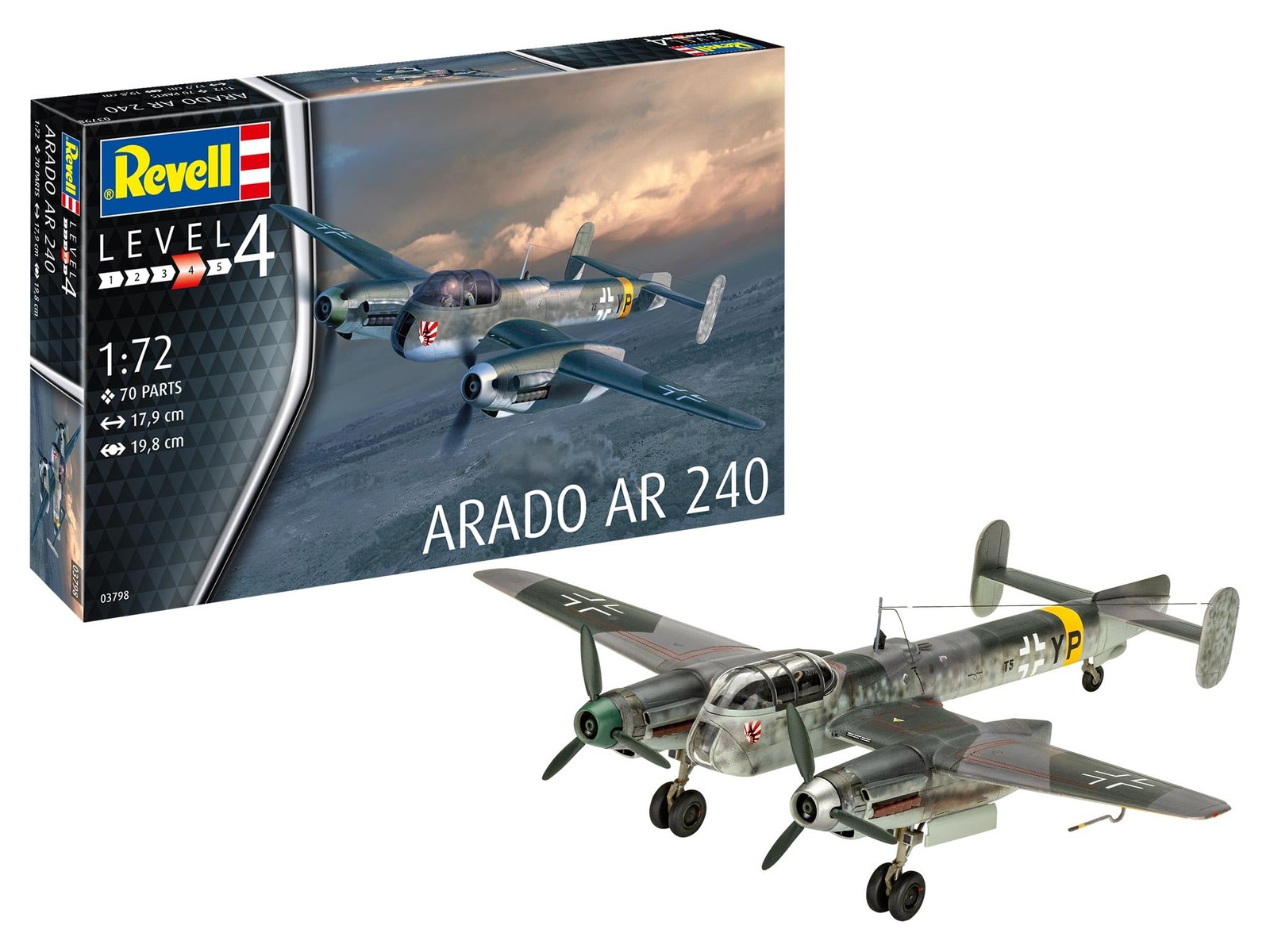Revell 03798 Arado AR-240 172 Scale UnbuiltUnpainted Plastic Model Kit 6390₽