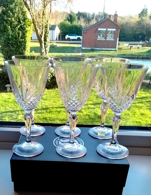 6 elegante Vintage Qualität Weingläser Kristall Ananas/ Fächerschliff 18cm 200 ml