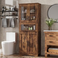 66.9" Tall Bathroom Storage Cabinet with Drawer, 4 Glass Doors, Adjustable Shelf