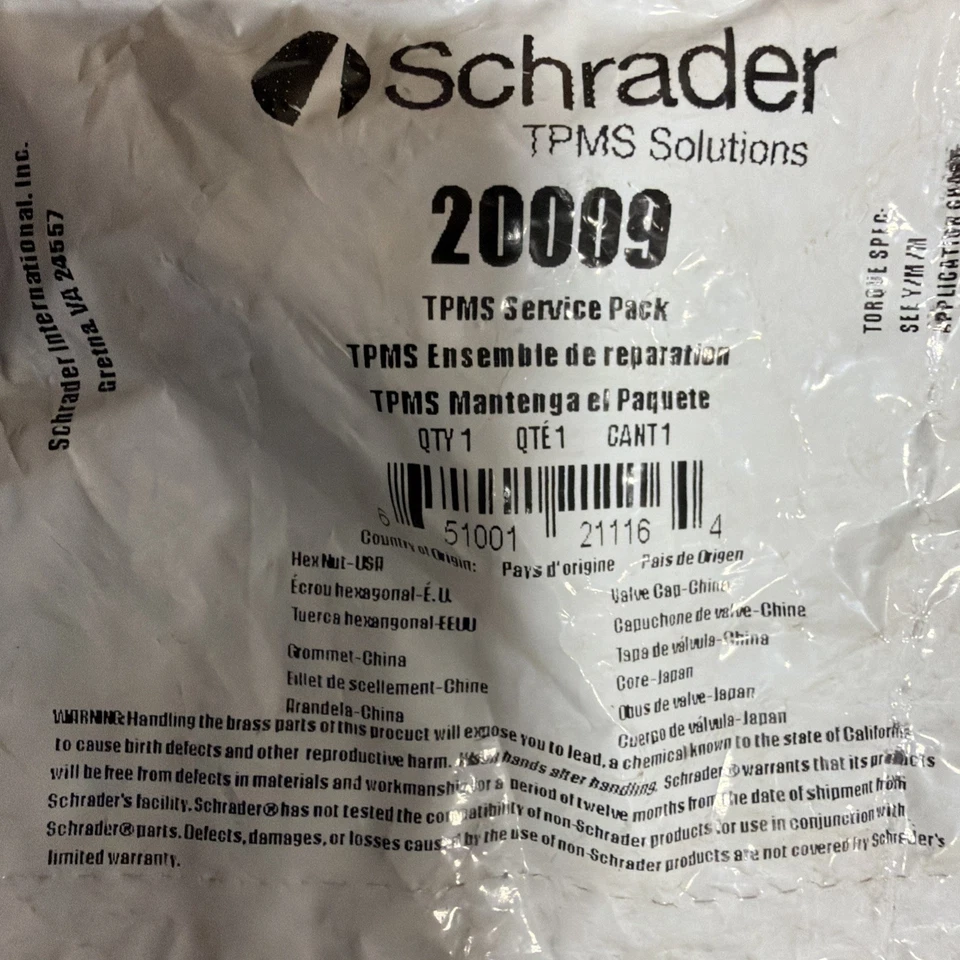 Juego de 4 sensores TPMS Kit de servicio Schrader Automotive 20009 Foto 3 de 4